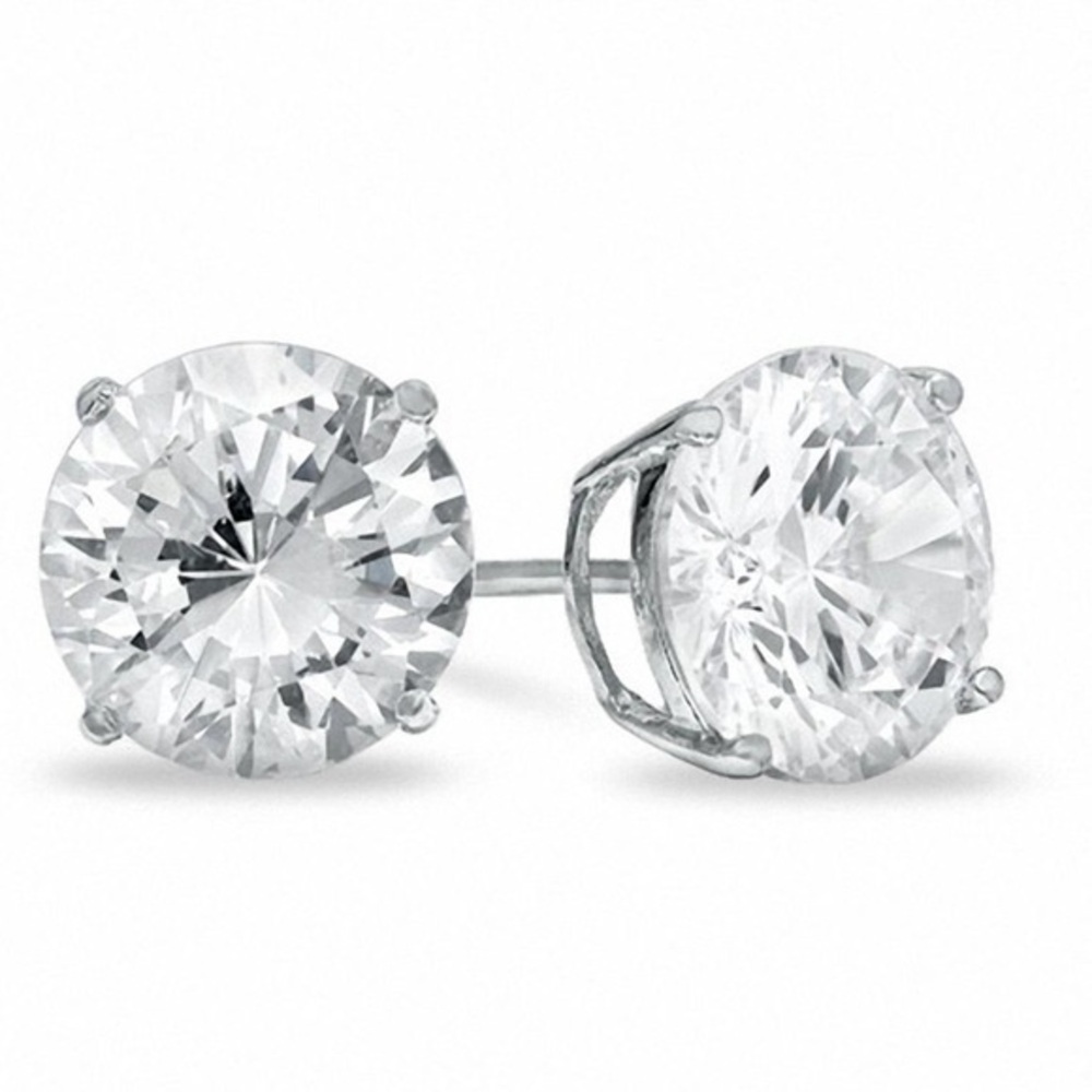 SALE! Brand New Renaissance Collection 14k White Gold CZ Stud Earrings Sterling